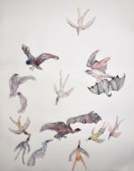 AFTERNOON FLURRY, 2014 Water colour on paper birds canvas painting