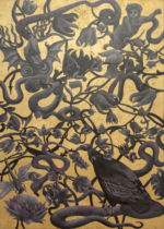 CCOMRADE & THE BEAST I, 2013 gold leaf on canvas painting