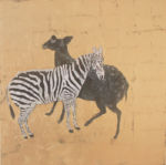 THE GAZING ACT, 2012 zebra gold leaf painting oil