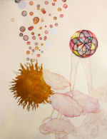 RUPTURE SERIES III, 2015 gold leaf canvas painting watercolor oil