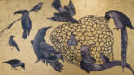 COMRADE & THE BEAST II, 2013 gold leaf on canvas painting